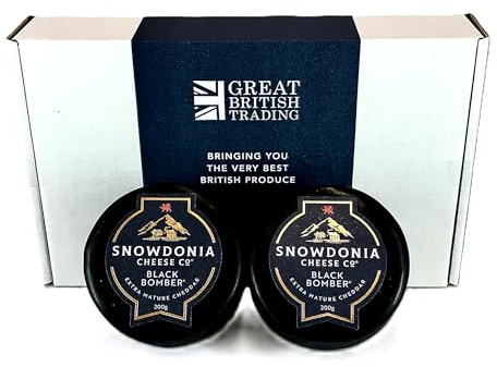Snowdonia Black Bomber Extra Mature Cheddar Cheese Gift Set 2x 200g Twin Pack from GREAT BRITISH TRADING LIMITED Foodie Hamper for Men and Women Gourmet Gift Sets