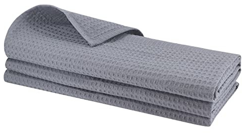 Gariella 3X Geschirrtuch aus 100% Baumwolle Waffel-Piqué in grau