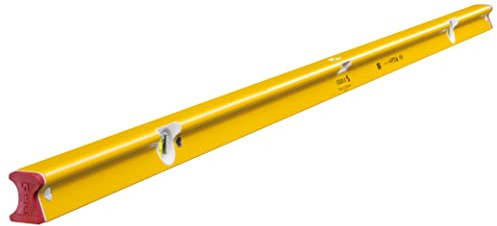Stabila Wasserwaage Type R 300, 244 cm, verwindungssteifes Alu-R-Profil, 1 Horizontal-Libelle, 2 Vertikal-Libellen, stoßdämpfende Endkappen, integrierte Rutsch-Stopper, Made in Germany, Gelb