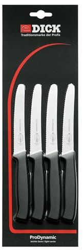 F. DICK Allzweckmesser-Set ProDynamic (4X Messer mit Klinge 12 cm, X55CrMo14 Stahl, nichtrostend, 56° HRC) 85700032, Schwarz