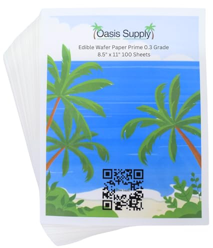 Oasis Supply 100 Piece Edible Rectangle Wafer Paper Pack, 8 by 11, White