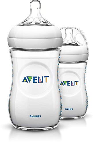 Philips Avent 260ml Natural Feeding Bottle for Newborn (Transparent, Pack of 2)