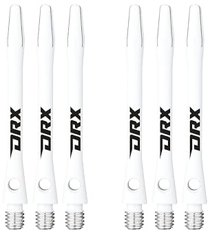 RED DRAGON DRX Coated Aluminium Medium White Logo Dart Stems (Shafts) - 2 Sets per Pack (6 Stems in total)