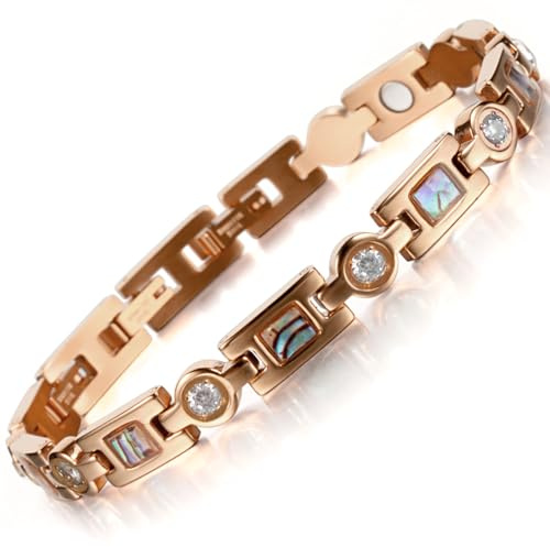 RainSo Ein Elegantes Magnettherapie-Armband für Damen im Walking-Stil lindert effektiv Gelenkschmerzen, das beste Geschenk für fürsorgliche Mütter (Golden)
