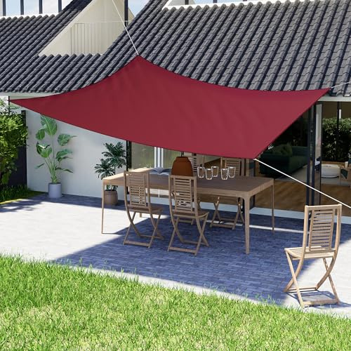 jarolift Tenda a Vela Rettangolare Impermeabile, Schermo Protezione Privacy per Giardino Terrazza Balcone, 400 x 200 cm, Rosso Vinaccia