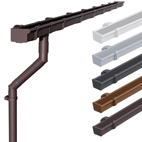 INEFA 2x Takränna plast set, rektangulär ränna 68mm, 3m Mörkbrun