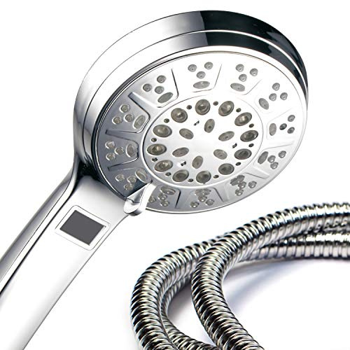 Hotel Spa 3 Colors LED Hand Shower with Temperature Display, Chrome, 4.25