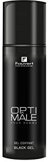 Fauvert Professionnel Optimale Black Gel - Gel per capelli scuri tinti per capelli da uomo, ultra coprente, cammula i capelli bianchi - Prodotto per lo styling - Made in France - 150 ml