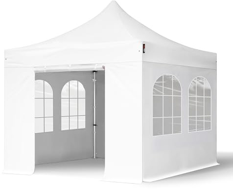 TOOLPORT Faltzelt Faltpavillon Professional 3x3 m mit 4 Seitenteilen - ALU Pavillon Partyzelt in weiß