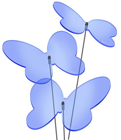 SUNPLAY Sonnenfänger Schmetterlinge Marie in BLAU, 3 Stück zu je 10 cm Durchmesser im Set + 35 cm Schwingstäbe