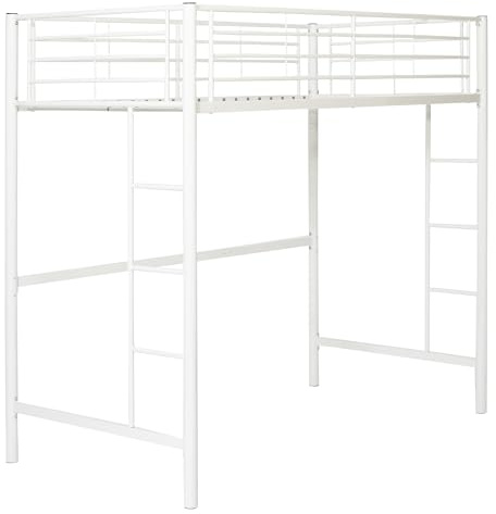 Walker Edison Timothee Urban Industrial Metal Twin over Loft Bunk Bed, Twin Size, White