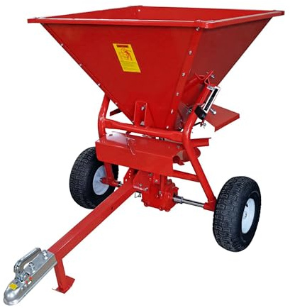 Neilsen CT2921 350lb Tow-Behind Spreader - Heavy Duty Steel Hopper, Adjustable Tow Bar, and 14-inch Pneumatic Tires