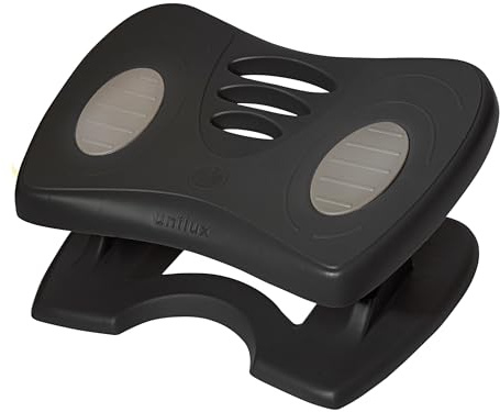 Unilux Poggiapiedi ergonomico regolabile, sotto la scrivania, poggiapiedi antiscivolo, nero