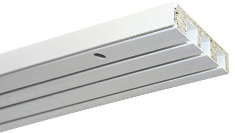 Gardinia GE3 Curtain Rail with Panel Mounting, 3-Track, Plastic, 150 cm, White, 8609