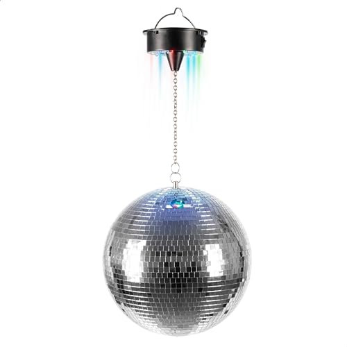 Ibiza - DISCO1-30 - Sfera sfaccettata di 30 cm di diametro con base a 18 LED e catena di 20 cm - Alimentazione a batteria