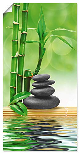 ARTLAND Wanddeko Poster & Kunstdrucke Wandposter 50x100 cm Asien Wellness Zen Spa Steine Bambus Entspannung Grün T5OP