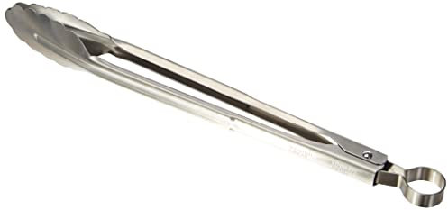 Cuisipro Edelstahl Küchenzange | 30 cm | rutschsichere, gezackte Enden | Zange Küche mit einhändiger Bedienung | Koch Zange mit Aufhängeöse | Grillzange Edelstahl