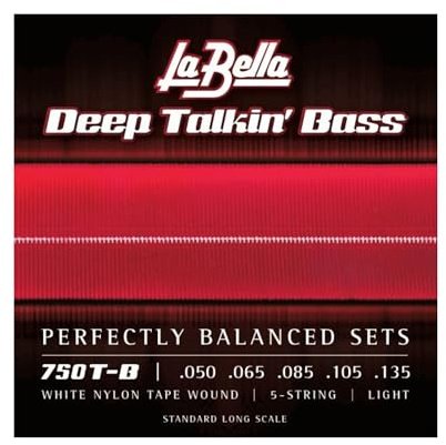 La Bella Strings »DEEP TALKIN' BASS - 750T-B WHITE NYLON - 5-STRING E-BASS« Saiten für 5-String E-Bass - White Nylon Tape Wound - Light: 050-135