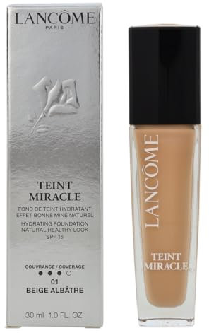 Lancôme Teint Miracle 01 Beige Albatre, feuchtigkeitsspendende Foundation in Beige mit mittlerer Deckkraft, langanhaltender Glow, 30ml