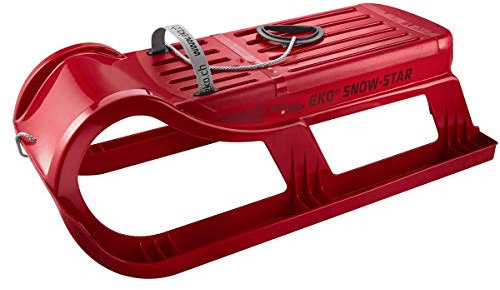 TikTakToo EKO Snowstar 80 1er Familienschlitten 1-Sitzer - davoser Stil Kunststoffschlitten mit Metallkufen rot