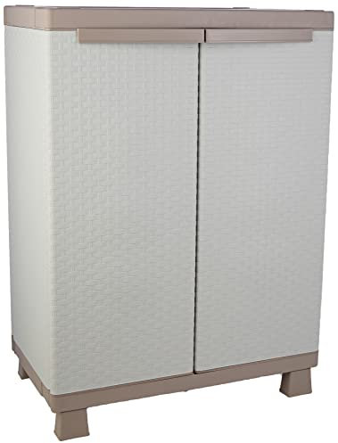 Terry, C-Rattan 680, Schrank mit zwei Türen in Rattan-Optik, 1 bewegbarer Einlegeboden, für innen und außen - 68x39x91,5 cm