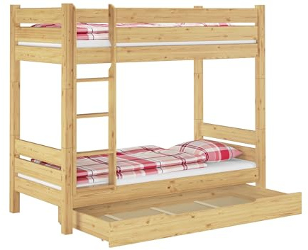 Erst-Holz®Etagenbett Teilbar Stabil 90 x 200 Rollroste Bettkasten