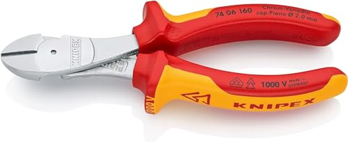 KNIPEX Kraft-Seitenschneider auf SB-Karte verchromt isoliert, 74 06 160 SB | Mit Mehrkomponenten-Hüllen, VDE-geprüft 160 mm