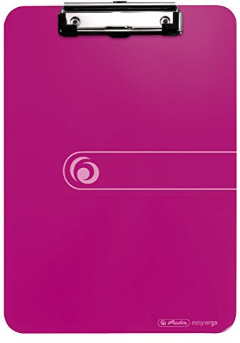 Herlitz 11226404 Klemmbrett, A4, opak beere mit Klemm-Mechanik