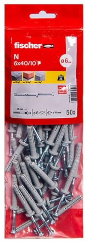 fischer Cheville Clou N 6x40 /10F 50b collerette Large Sachet