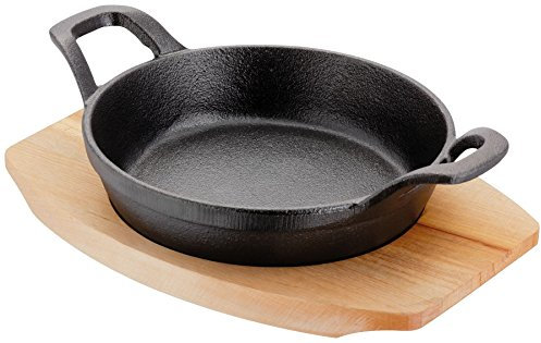 Judge Sizzle & Serve Gratin Dish, Cast Iron Skillet with Wooden Serving Stand, Induction Ready 15cm