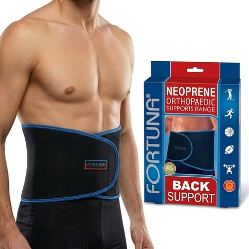 Fortuna Neoprene Back Support – Adjustable Lumbar Brace for Lower Back Pain Relief, Sciatica & Posture Support – Men & Women Back Brace Belt (Medium)