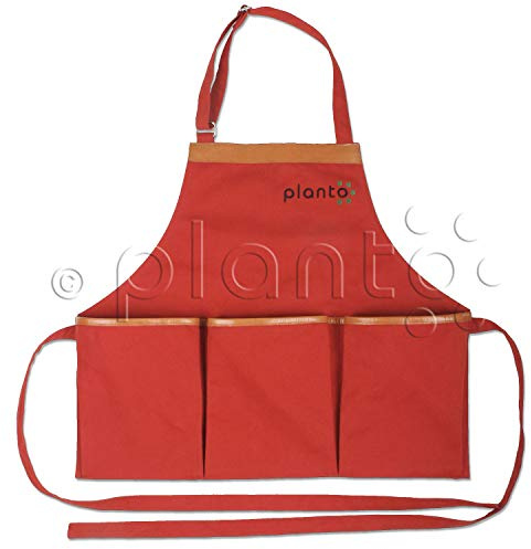 planto Gartenschürze Gärtnerschürze Gartenkleidung Grillschürze Schürze Kochschürze Küchenschürze Arbeitsschürze für Gärtnerin, Latzschürze m. verstellbarem Nackenband