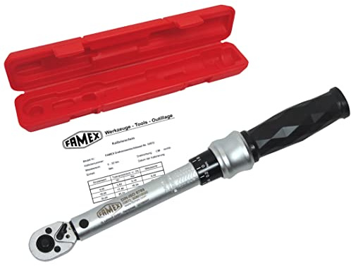 FAMEX Drehmomentschlüssel - Grösse 1/4 Zoll (6,3mm)-Antrieb - 6-30 Nm - für Messung in beiden Drehrichtungen - Fahrrad E-Bike Auto Feinmechanik