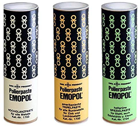 EMOPOL Polierpasten Trio (1 x Spezialpaste Hellgrün 300 g, 1 x TRIPELPASTE 300 g, 1 x HOCHGLANZPASTE 300 g)
