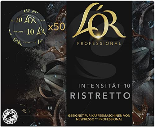 L'OR Professional, 50 Capsules de Café Ristretto, Intensité 10, 100% Grains Arabica, Compatibles Nespresso Professionnel