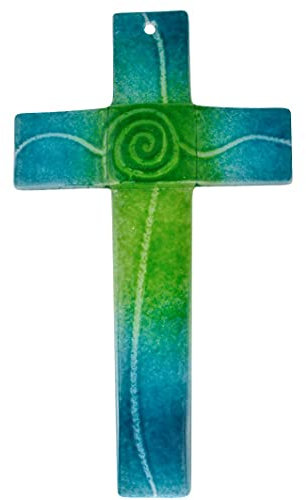 Glaskreuz türkis/grün, Breite 3,2 cm 20 x 11 cm