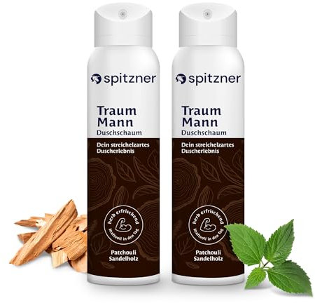 Spitzner Schiuma doccia Pure Man (2 x 150 ml) – Schiuma doccia da uomo in confezione da 2 pezzi, Wellness Doccia per la cura del corpo delicatamente detergente, schiuma sensitiva, delicata sulla