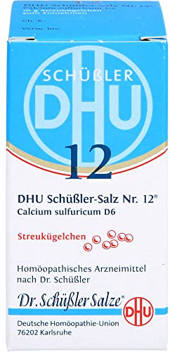DHU Schüßler-Salz Nr. 12 Calcium sulfuricum D6 Streukügelchen – Das Mineralsalz der Gelenke – das Original – umweltfreundlich im Arzneiglas, 10 g Globuli, 10 g Globuli