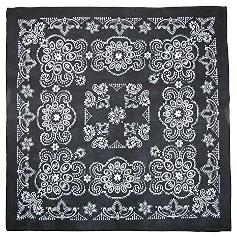 CTM 77 cm extra stor bomull Texas Paisley bandana, Svart, en storlek