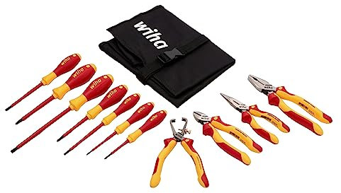 Wiha 32888 Zange und Schraubendreher Set in Segeltuchbeutel, 11-teilig