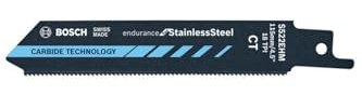 Bosch Professional Säbelsägeblatt S 522 EHM Endurance for Stainless Steel (für Edelstahl, 115 x 19 x 1 mm, Zubehör Säbelsäge), Edelstahl (2-4 mm), 115 mm