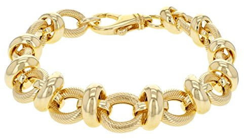 Tuscany Silver Damen Armband Gelbgold Vergoldet Sterling Silber Texturiert Poliert 20cm/8zoll