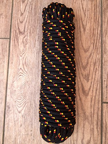 Machermann Nr.37 Schwarzes Rope, Seil 8 mm x 30 m, Schot, Kordel,Tauwerk,Tau,Spannseil,Expanderseil,Planenseil,Kunststoffseil,Polypropylen Seil, Polypropylenseil, Bootsleine,Ankerleine,Festmacher