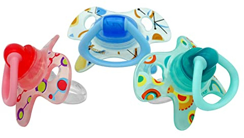 Nuby 985876 Beruhigungssauger Geo, kiefergerechte Saugerform aus Silikon, mehrfarbig