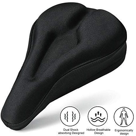 RIXOW Gel Sattelbezug Fahrrad, Fahrradsattel Überzug aus bequemem Memory-Schaum, Fahrradsitzkissen ergonomischem, Gelüberzug für Rennradsättel Mountainbike, Sattelschutz für Fahrradsitz