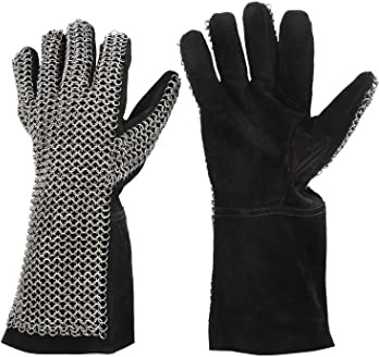 Battle-Merchant Fingerhandschuhe mit Kettengeflecht ID 6 mm Unbehandelt | Authentische Mittelalter Handschuhe, Für Reenactment, Für LARP Fans