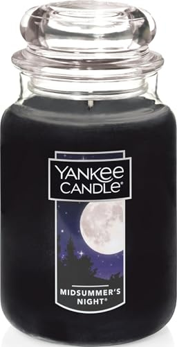 Yankee Candle Grande Bougie en Pot, Midsummer de Nuit, Verre, Noir, L Jar Candle