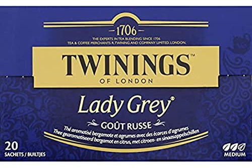 Twinings Lady Grey - Té negro con sabor a Bergamota y cítricos (20 bolsas)