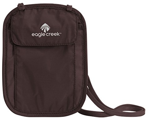 Eagle Creek Flacher Brustbeutel mit vielen Abteilen für Geld, Handy und Pass, Braun, 18 cm
