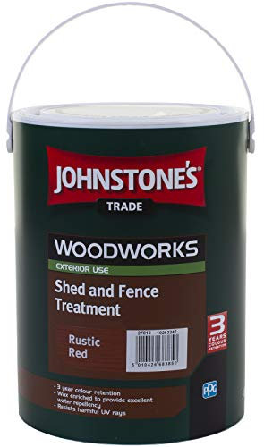 5 LTR JOHNSTONE'S WOODWORKS SHED & FENCE QUICK DRY WOODSTAIN RUSTIC RED